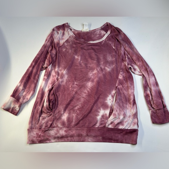 Bibi Tie Dye Crewneck Tunic Sweater with Pockets - Picture 4 of 13